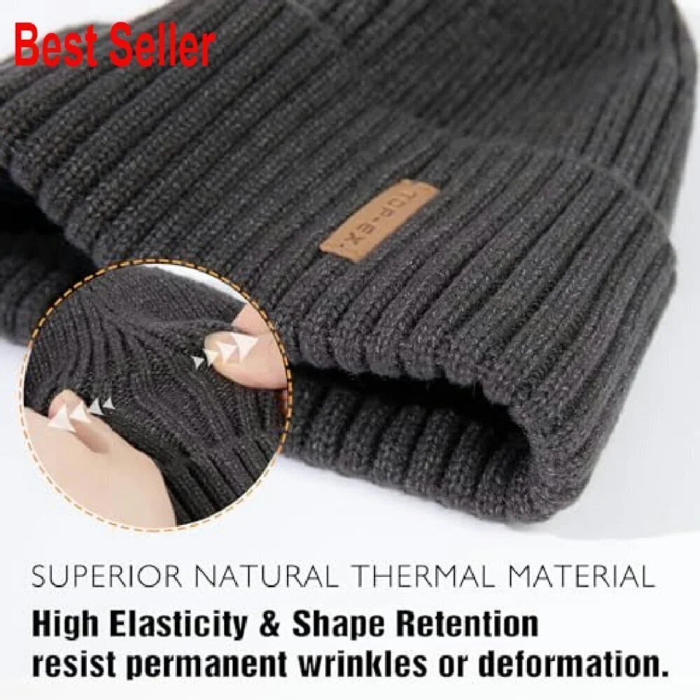 Waterproof Fleece Lined Beanie Winter Warm Skull Cap Unisex Thermal